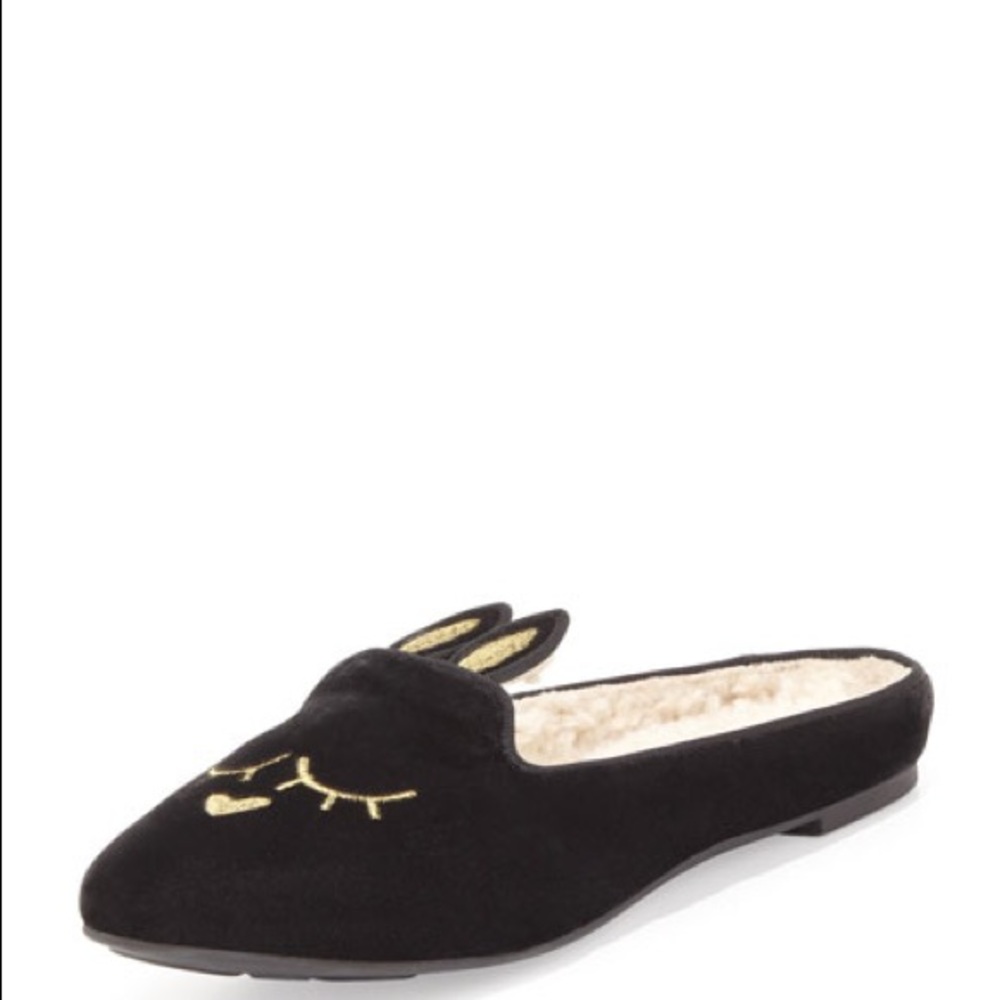 Marc J be acobs sleeping bunny charcoal slippers 37 BNWT.